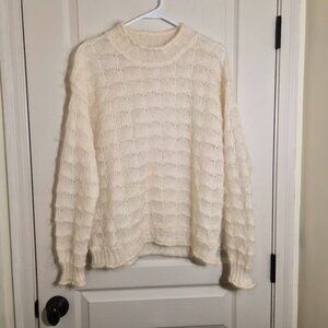 Vintage ESPRIT Cream Shell Knit Sweater Women's Large 80s 90s Minimalist